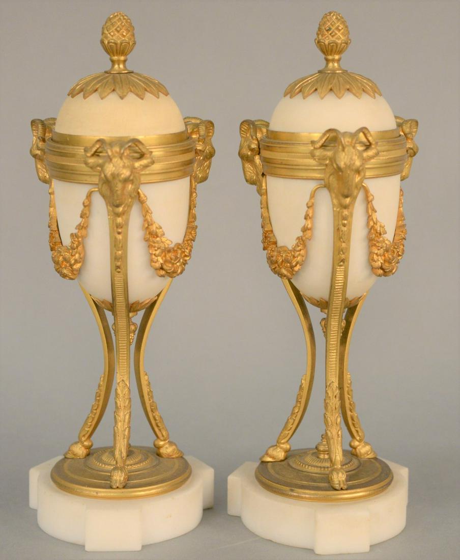 Pair of Louis XVI French Bronze Dore and White Marble (1 of 4)