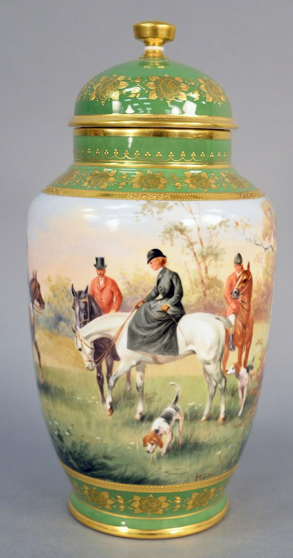 Royal Vienna Porcelain Covered Urn, hand painted fox (1 of 5)