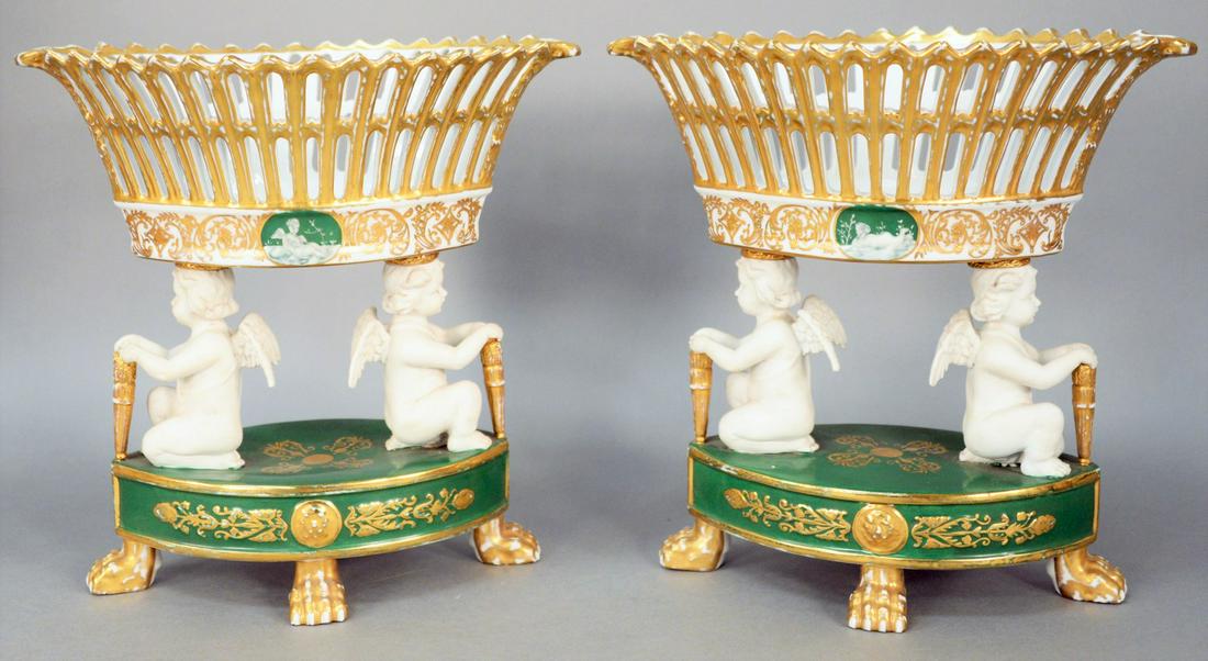 Pair of Sevres Style Porcelain Oval Compotes, (1 of 5)