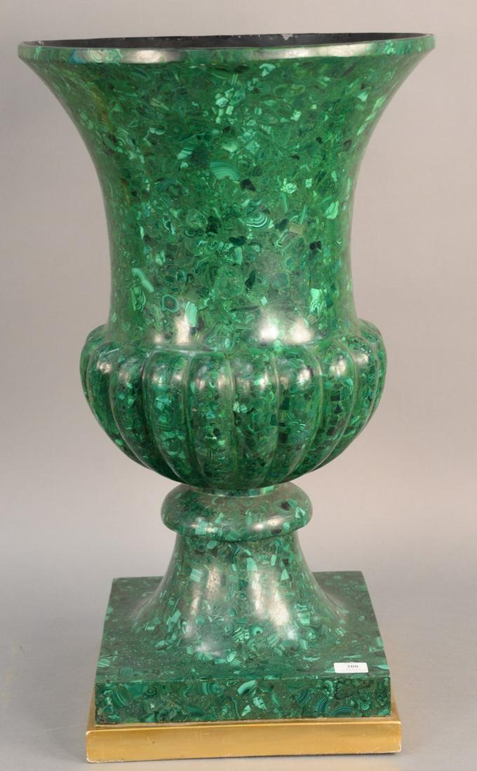 Large Russian Malachite Veneered Urn, on gilt base, (1 of 4)
