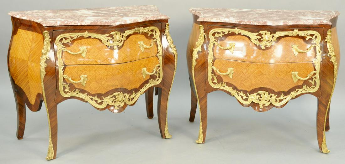 Pair of Louis XV Style Commode, zebrawood, kingwood, (1 of 6)
