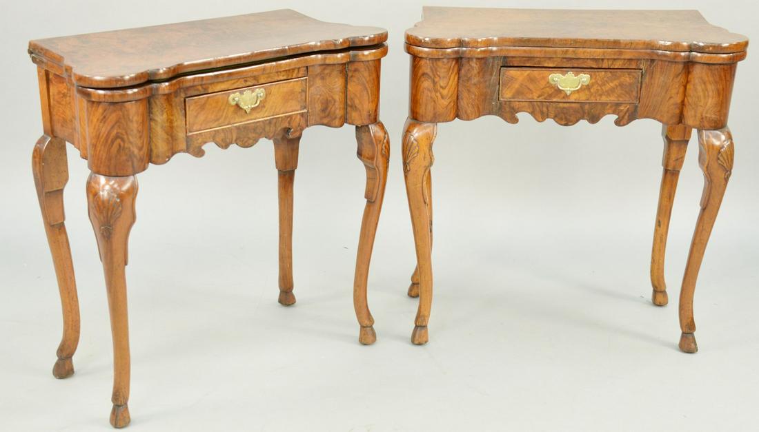Pair of Dutch Walnut And Burl Walnut Game Tables, (1 of 12)