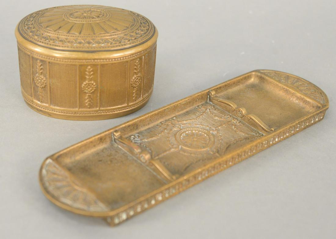 Two Piece Tiffany Desk Set, "Adams" pattern, inkwell (1 of 5)