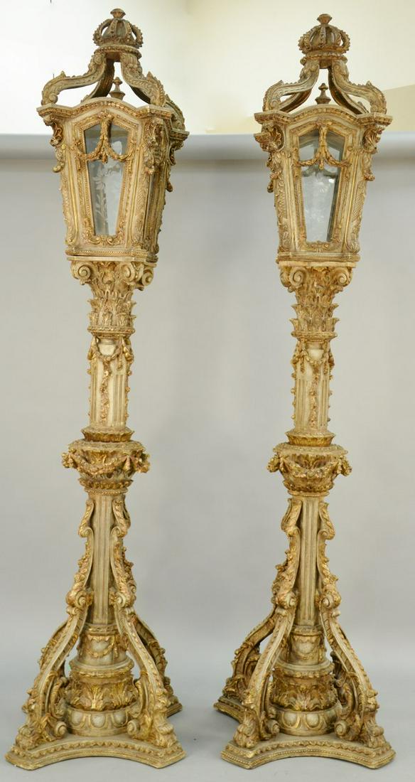 Pair of Italian Baroque Style Floor Lanterns, venetian (1 of 9)