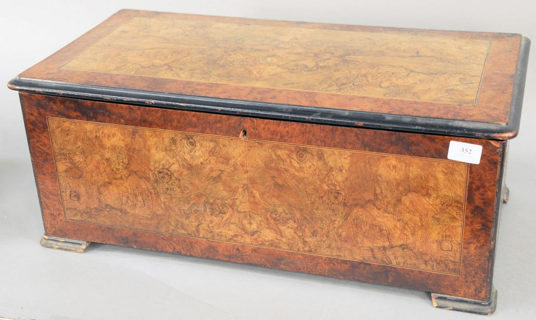 F Conchon Swiss Cylinder Music Box, burlwood case (1 of 4)