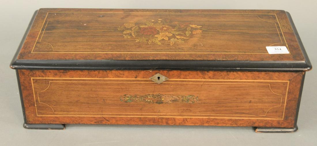 Eight Tune Swiss Music Box, in walnut and rosewood (1 of 4)