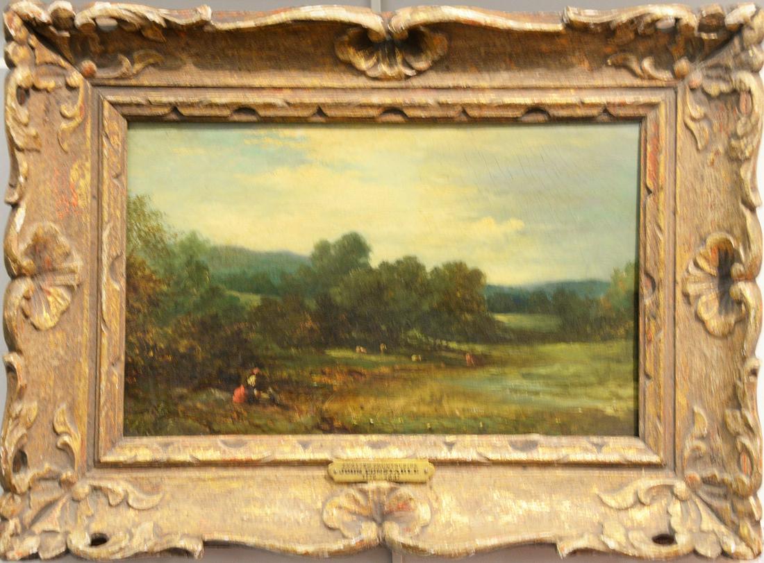 After John Constable (1776 - 1837), "English: After John Constable (1776 - 1837), "English Countryside", oil on canvas, unsigned, 8 1/4" x 15". Provenance: Estate from Sutton Place, N.Y. name withheld by request
