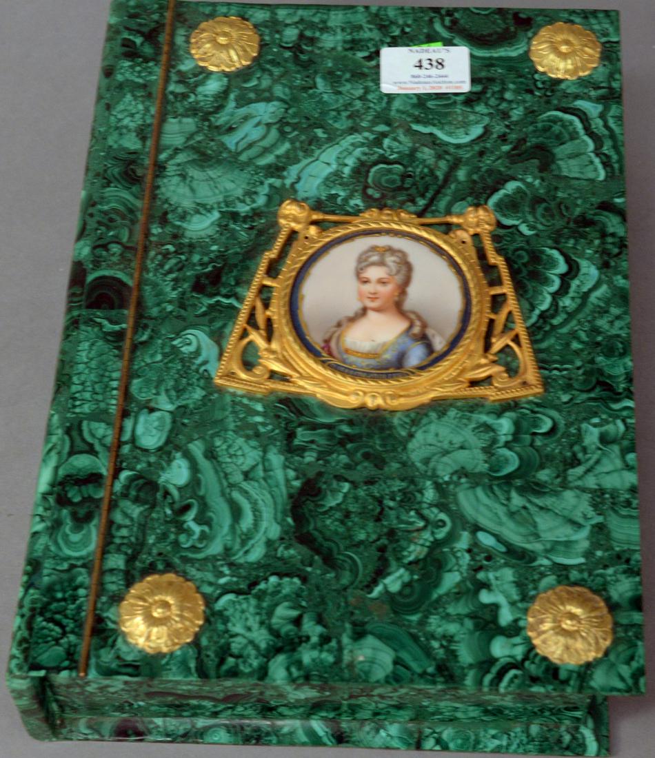 Malachite Ormolu Mounted Book Form Box, center mounted (1 of 4)