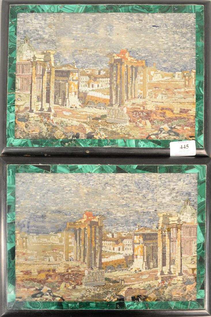 Pair of Micromosaic plaques, Roman Ruins, within (1 of 4)