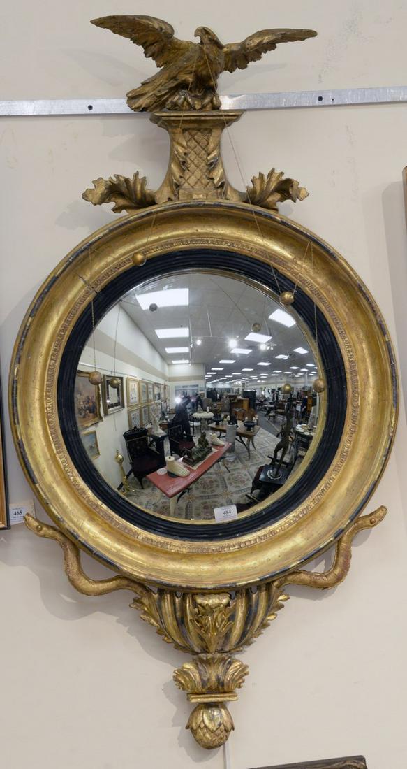 Gilt Girandole Mirror, having eagle a top circular (1 of 3)
