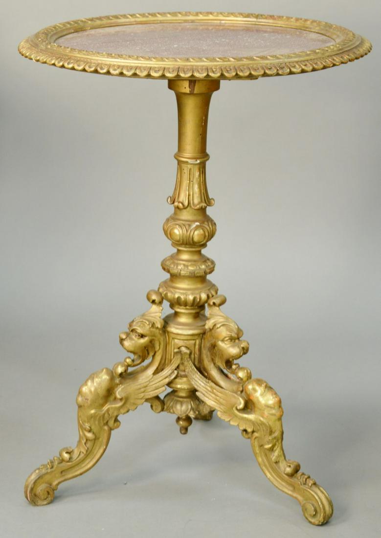 French Carved and Giltwood Circular Marble Top Stand, (1 of 4)