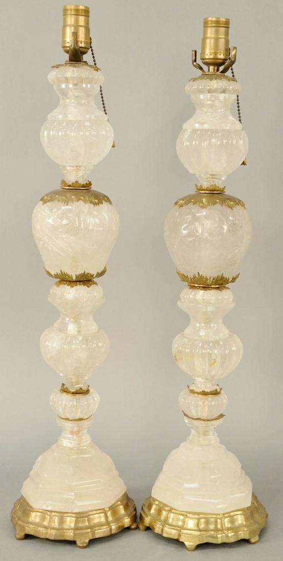 Pair of Rock Crystal Table Lamps, carved rock crystal (1 of 4)