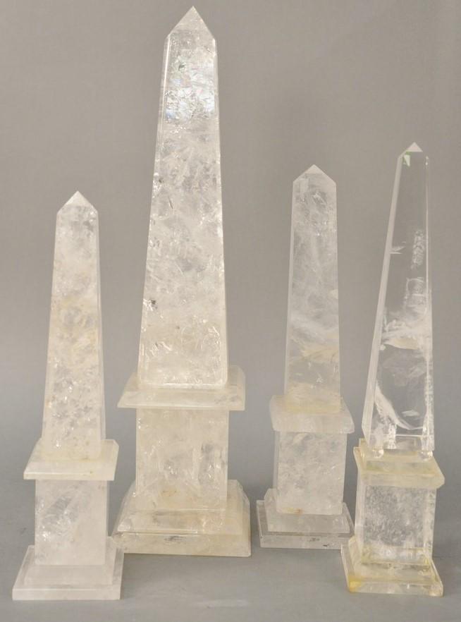 Set of Four Rock Crystal Obelisks, one clear crystal (1 of 5)