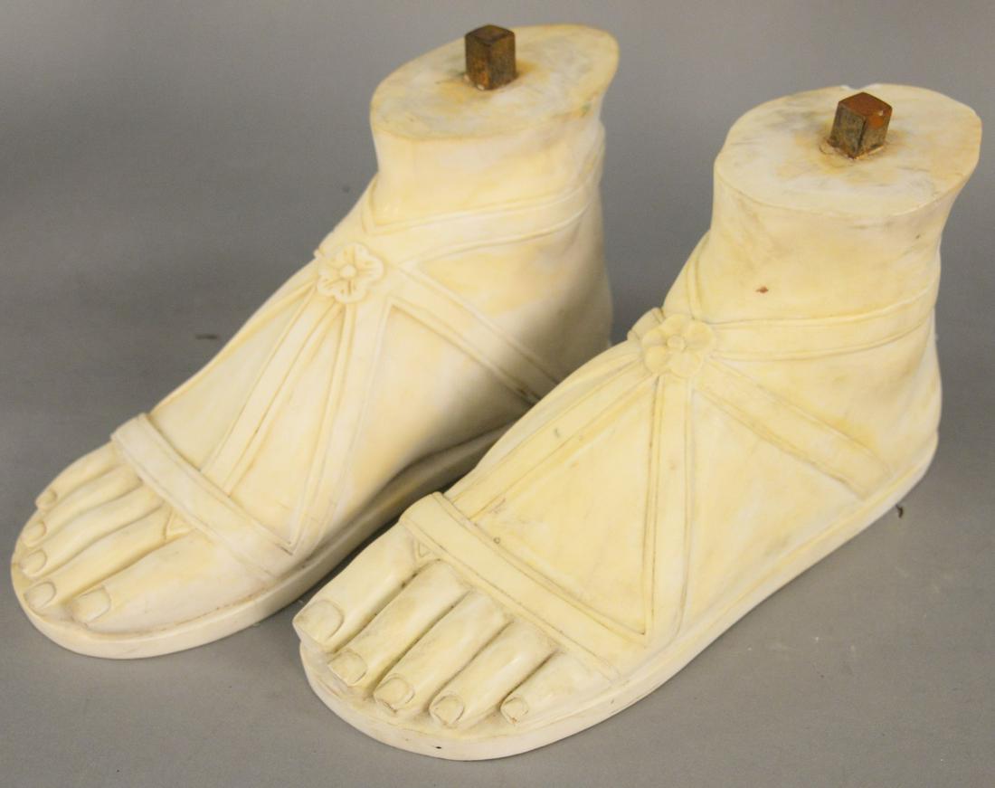 Pair of Large Carved Italian Carrara Marble Feet, (1 of 3)