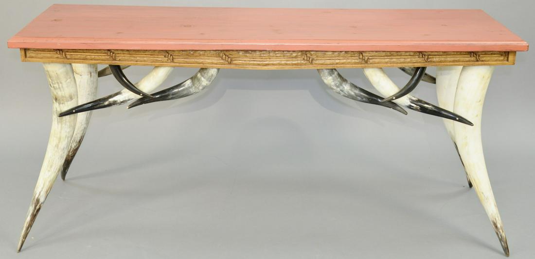 Milo Marks Hall Table, having Longhorn Steer legs, (1 of 4)
