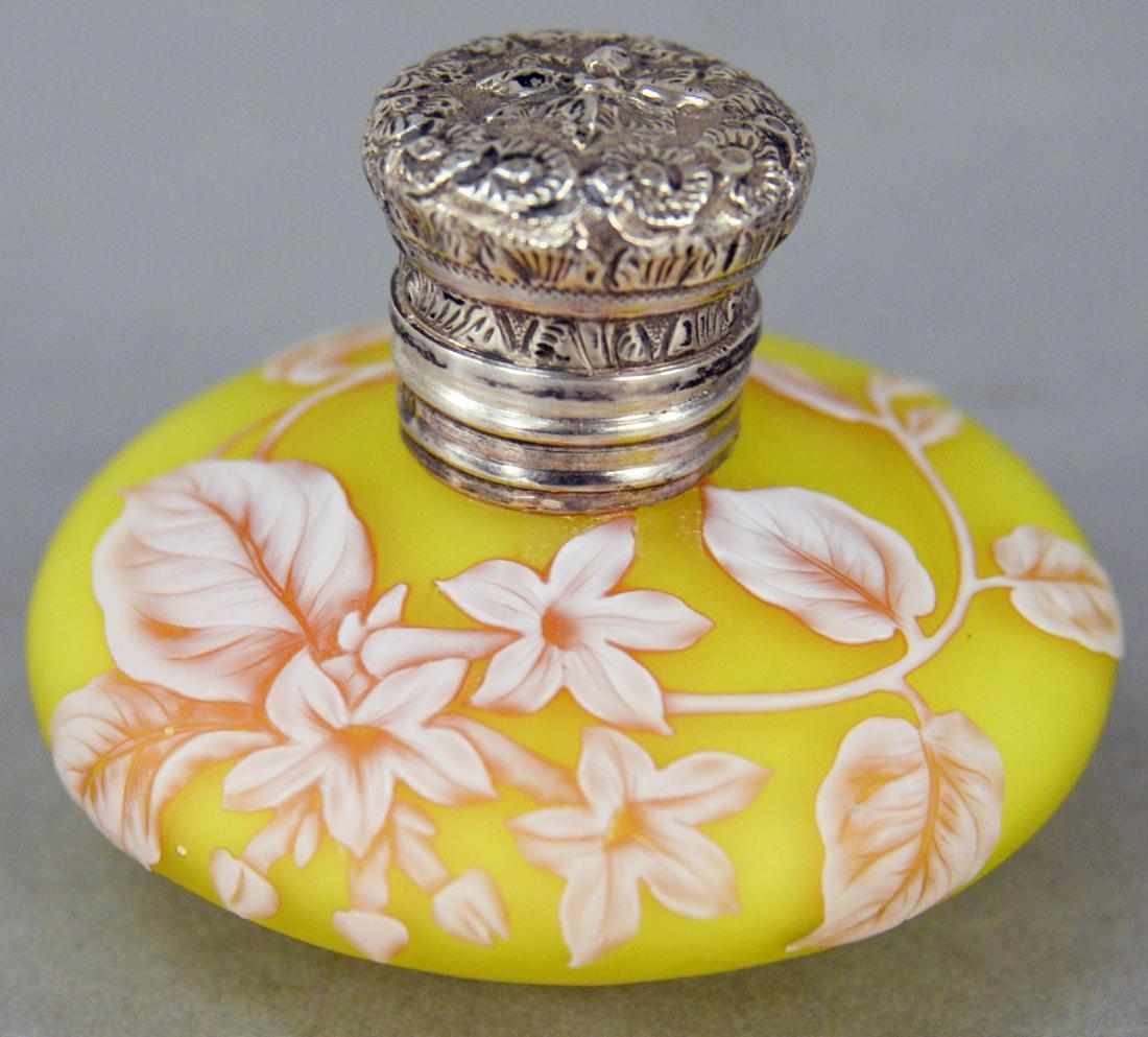 Webb Cameo Glass Perfume Bottle, squat form with three (1 of 3)