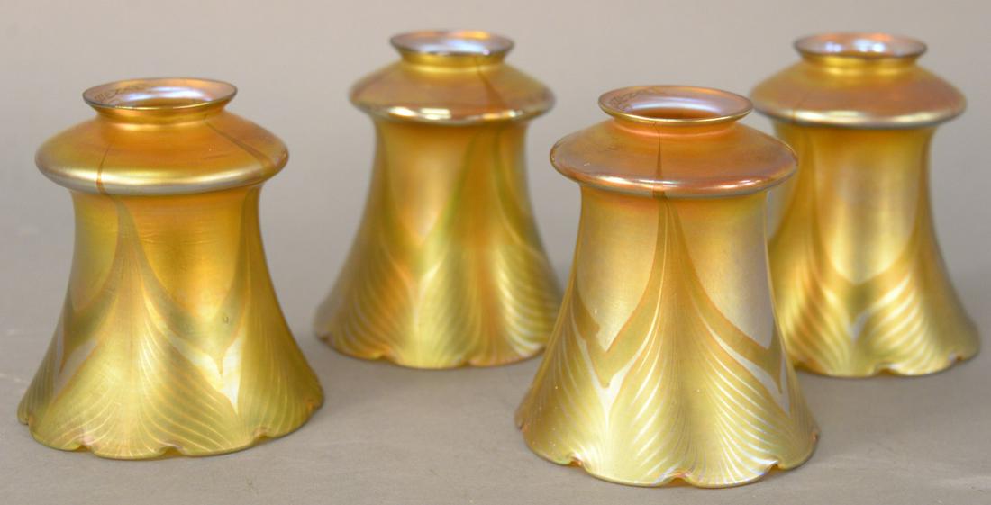 Set of Four Quezal Gold Iridescent Shades, pulled (1 of 4)
