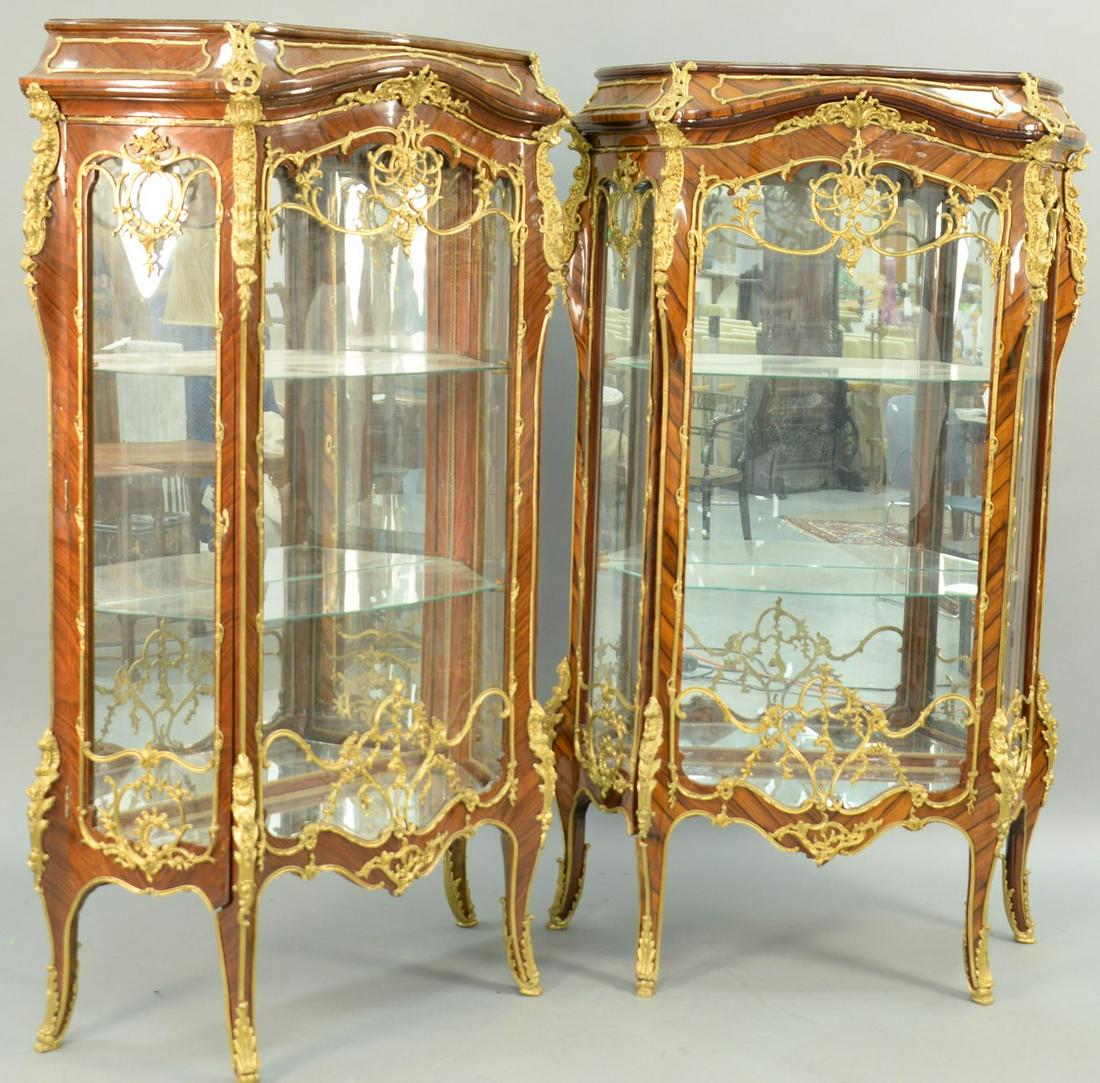 Pair Louis XV Style Kingwood Ormolu Mounted Vitrine (1 of 6)