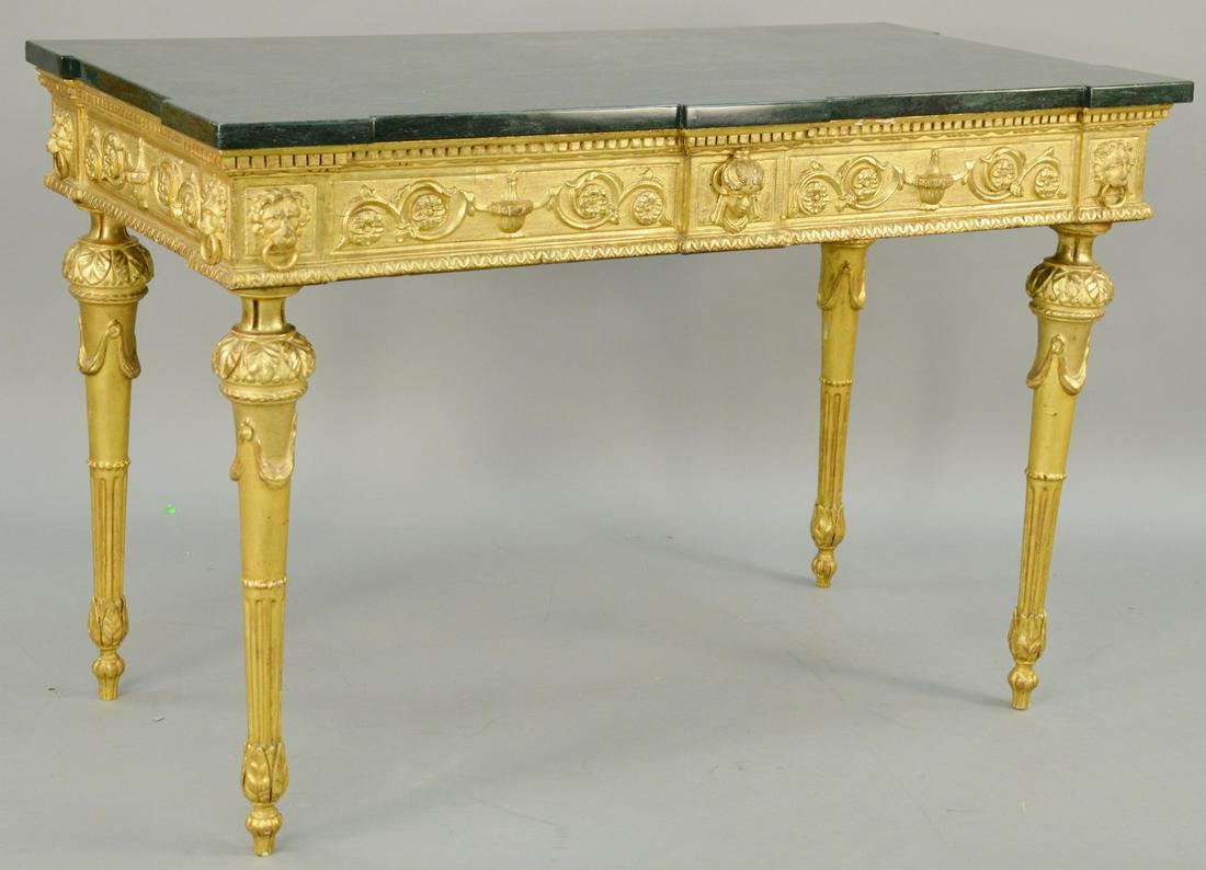 Italian Neoclassical Giltwood Console, having green (1 of 4)