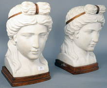 Pair of Italian Carrara Marble Bust of "Apollo (1 of 4)