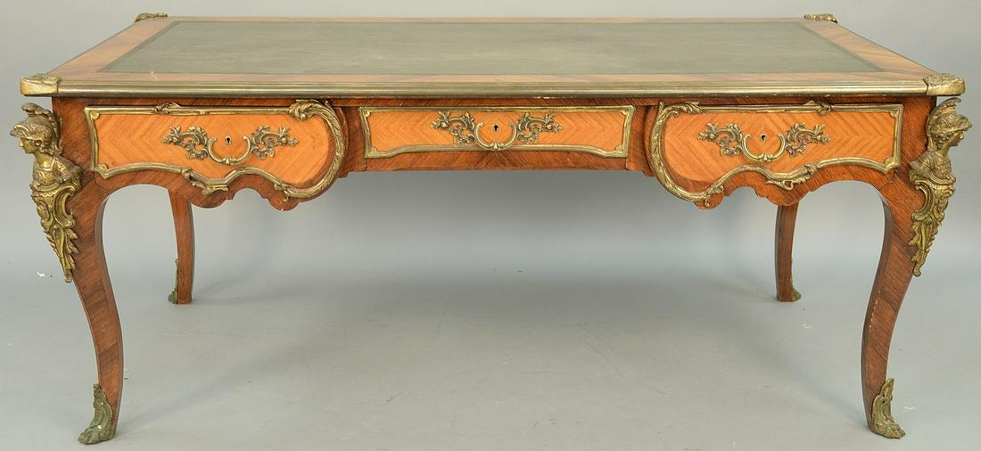 Louis XV Style Bureau Plat, kingwood and mahogany (1 of 7)