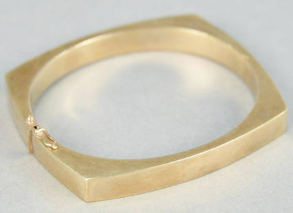 10K Gold square bangle bracelet. 16.7 grams total: 10K Gold square bangle bracelet. 16.7 grams total weight.