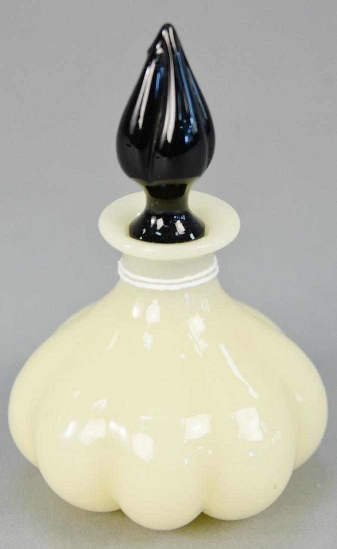 Steuben ivory glass perfume bottle, having black jade (1 of 3)