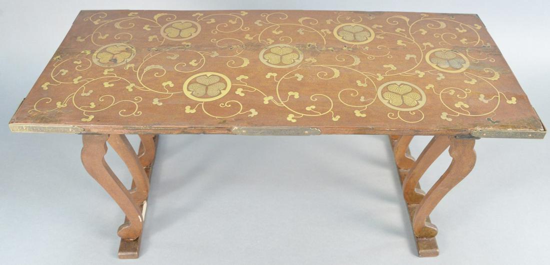 Japanese parcel gilt and red lacquer writing table, (1 of 9)