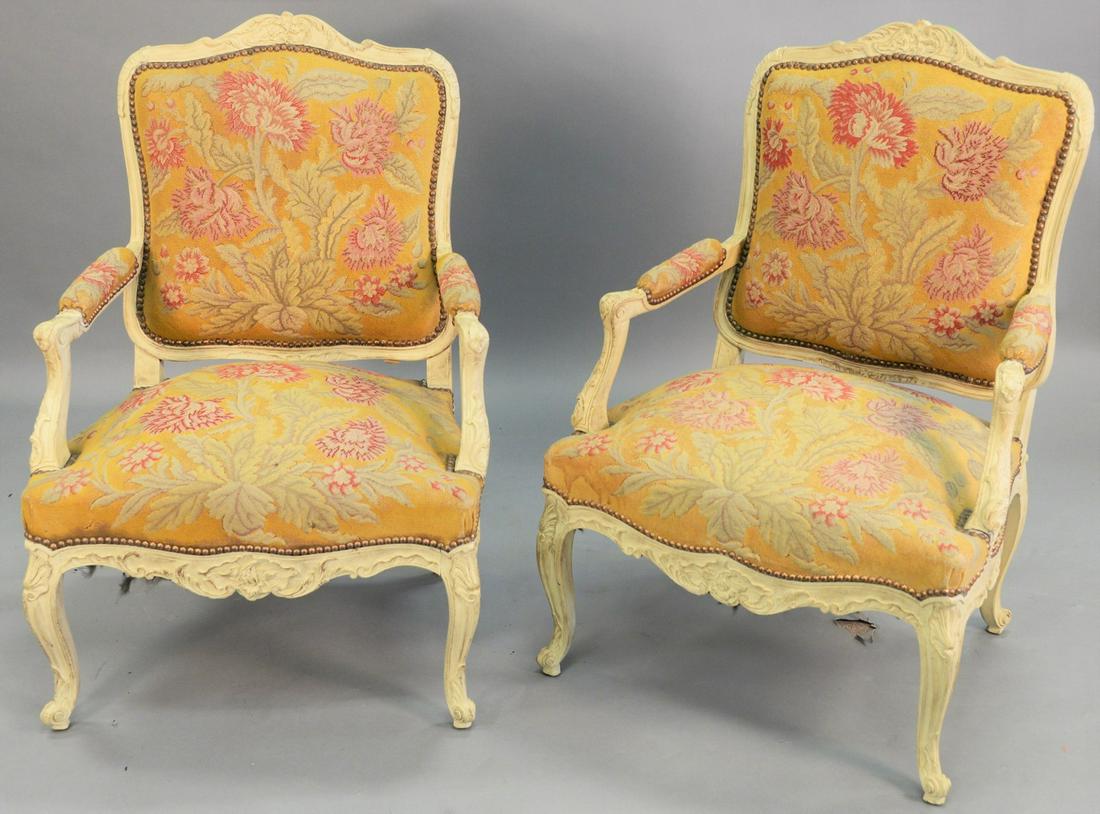 Pair of Louis XV style fauteuil, with needlepoint (1 of 4)