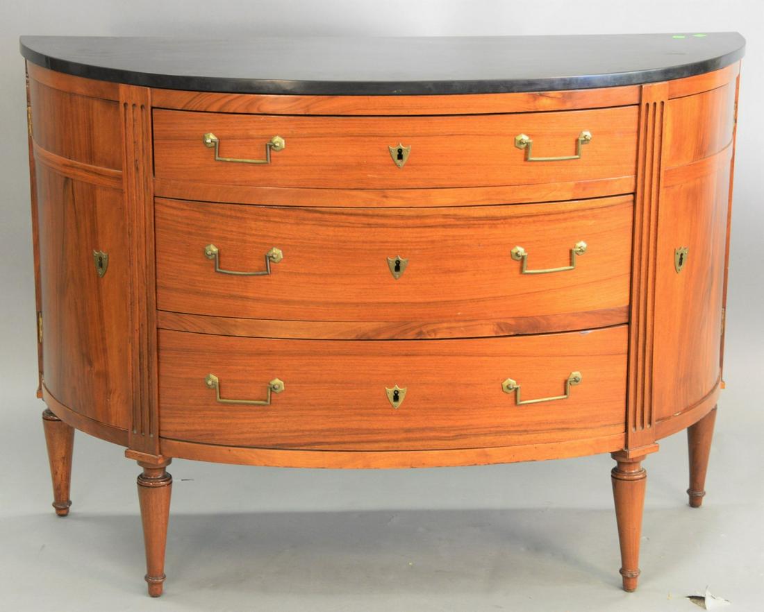 For Auction Louis Xvi Style Half Round Commode With Black Slate