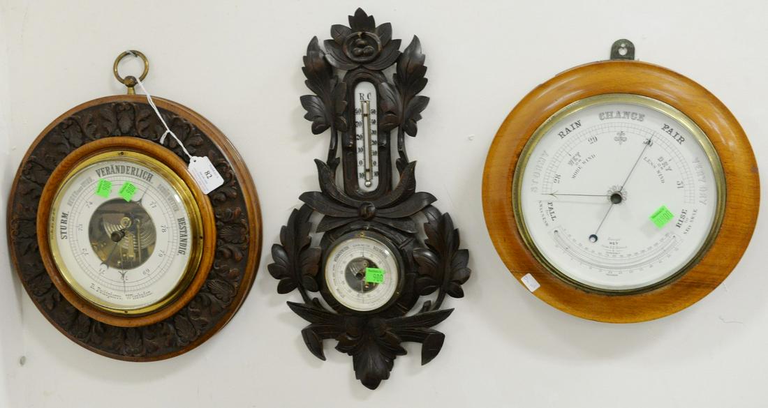 Three barometers, Sturm Veranderlich with carved walnut (1 of 4)