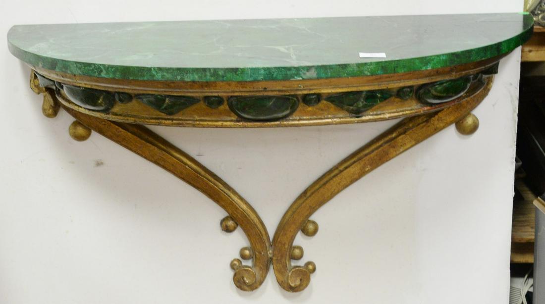 Pair of Demilune wall shelves with faux marble tops. (1 of 5)