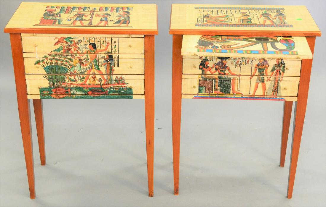 Pair of Egyptian style three drawer stands, with (1 of 4)