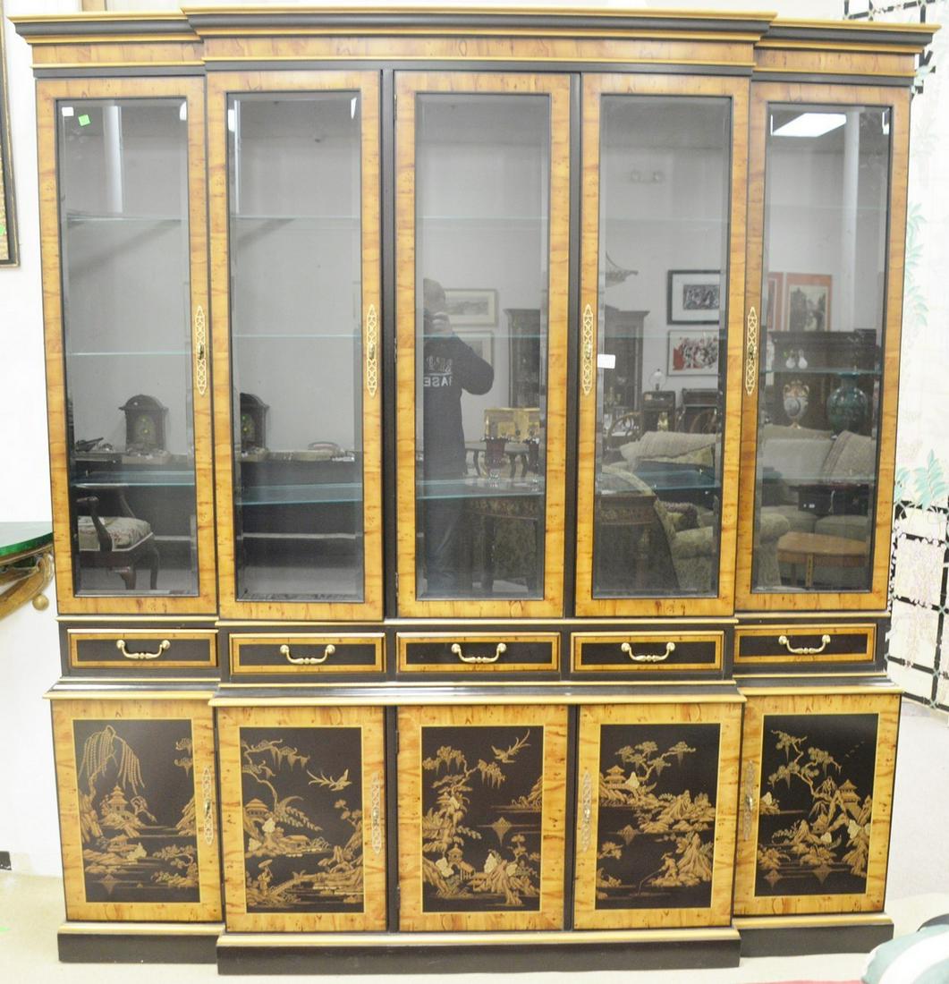 Two part breakfront, Oriental taste with beveled glass (1 of 5)