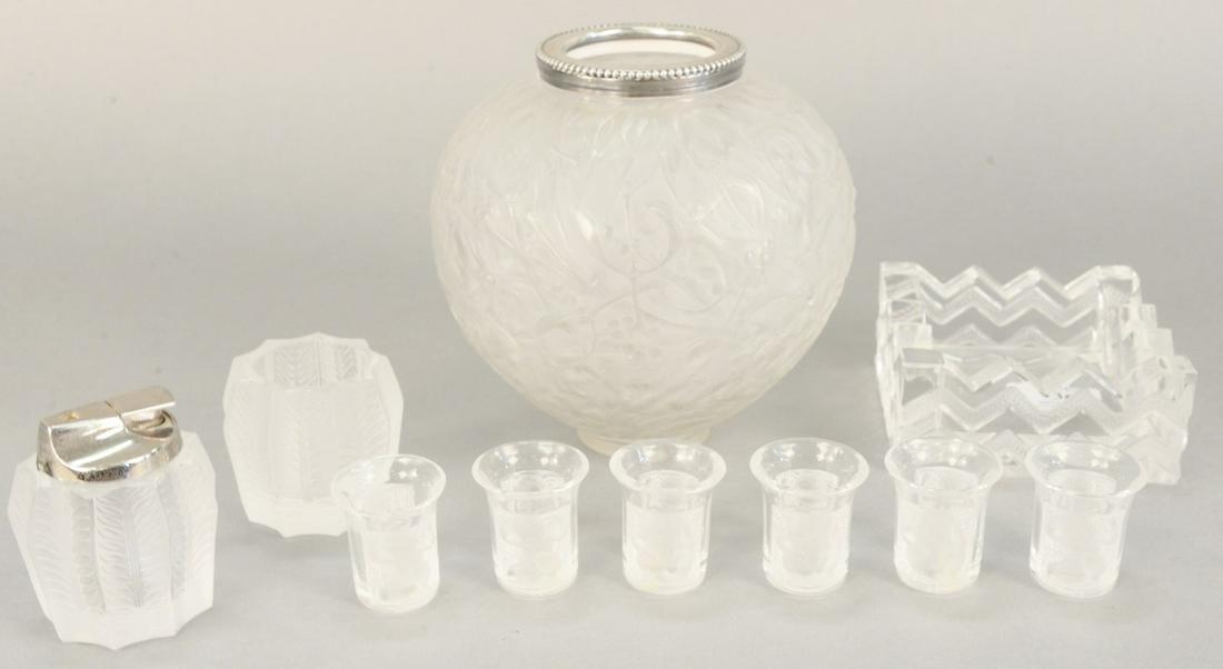 Rene Lalique ten piece group lot, to include set of six (1 of 4)