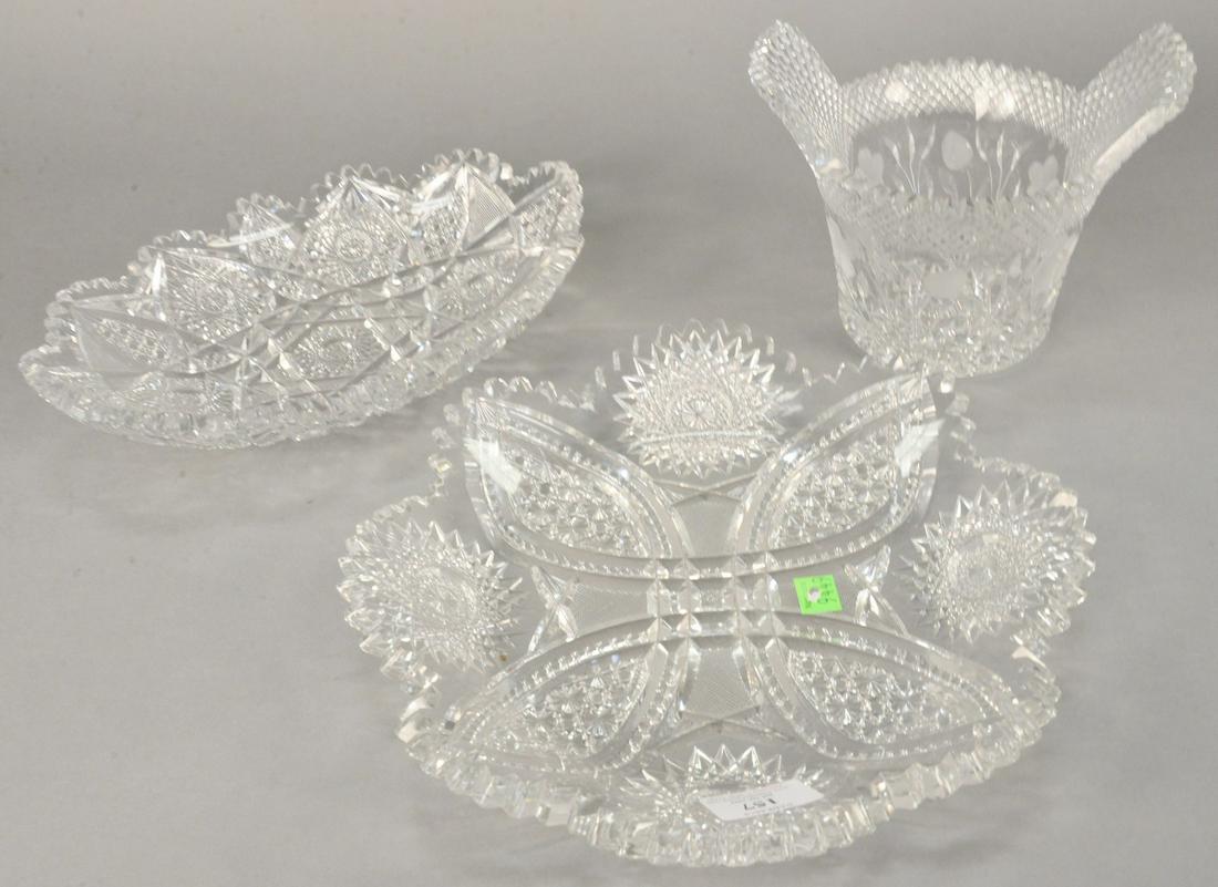 Three American Brilliant cut glass pieces, having round (1 of 4)