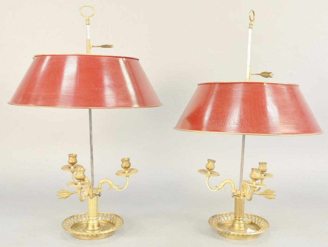 Pair of Louis XVI style gilt bronze bouillotte table (1 of 5)