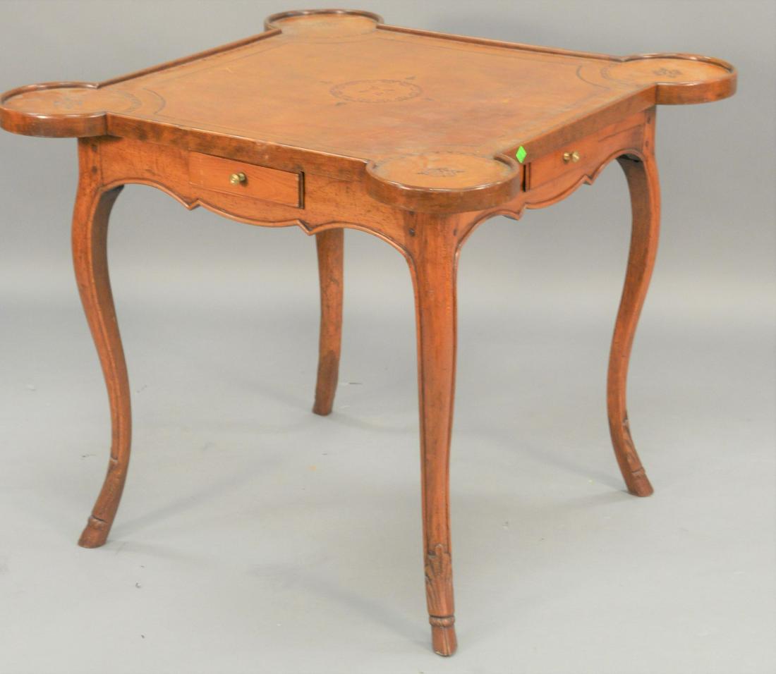Louis XV style games table, having leather top over (1 of 4)