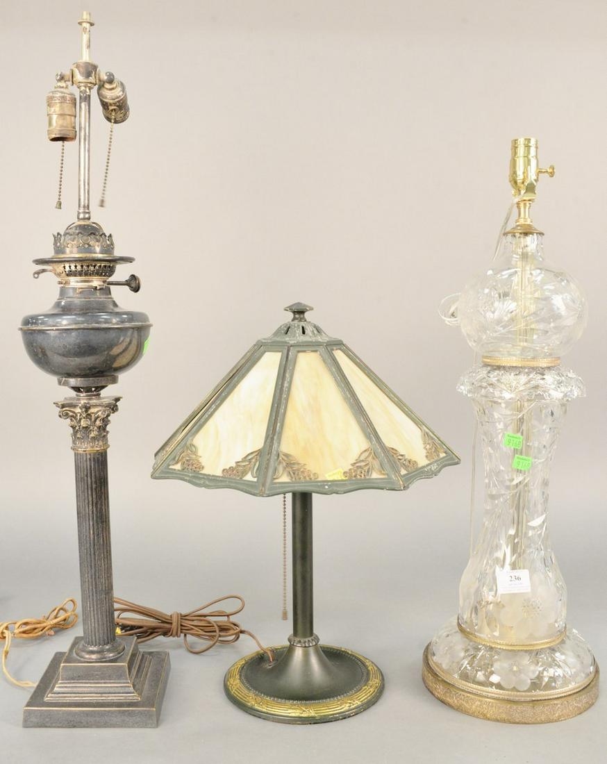Three table lamps, to include a Victorian silver plated (1 of 4)