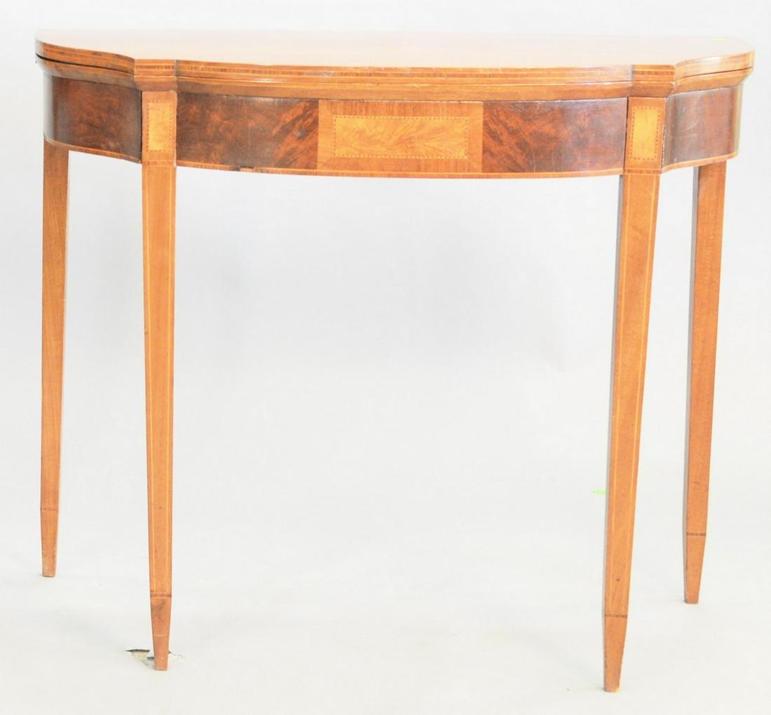 Custom mahogany Federal Style game table, ht. 29 1/2 (1 of 4)