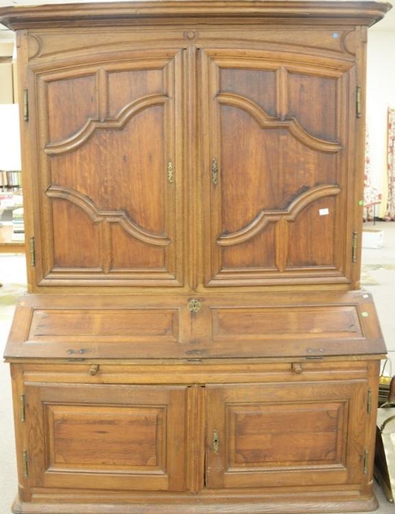 Regence provincial oak and fruitwood bureau a deux (1 of 8)