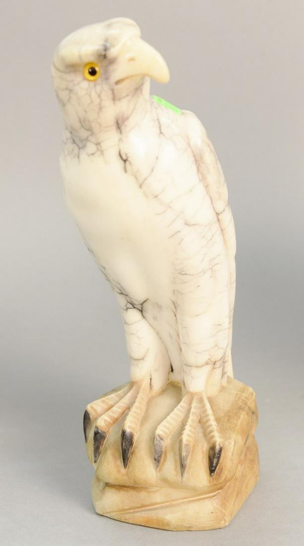 Italian marble carved eagle sculpture with glass eyes (1 of 5)