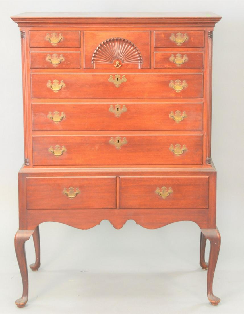 Margolis mahogany Queen Anne style flat top highboy, in (1 of 4)