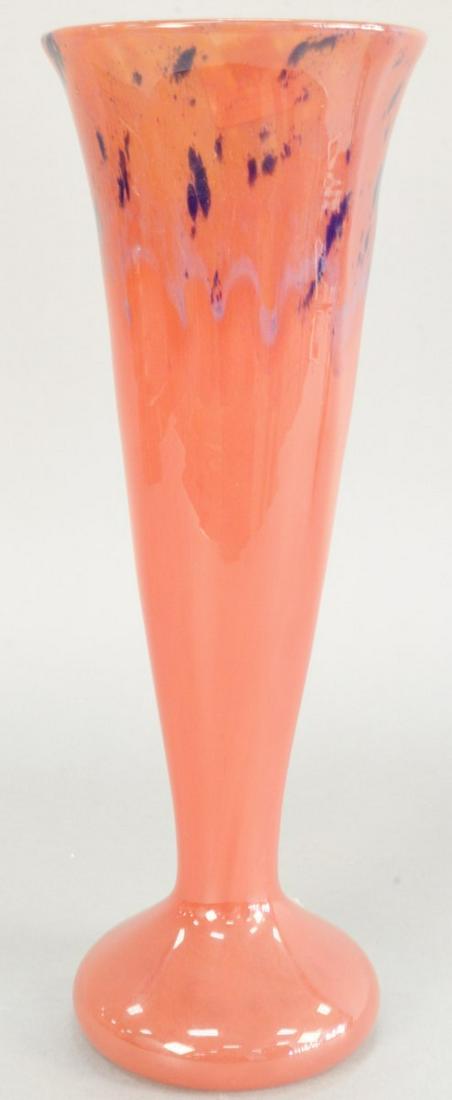 Schneider art glass vase, large red and blue trumpet (1 of 3)
