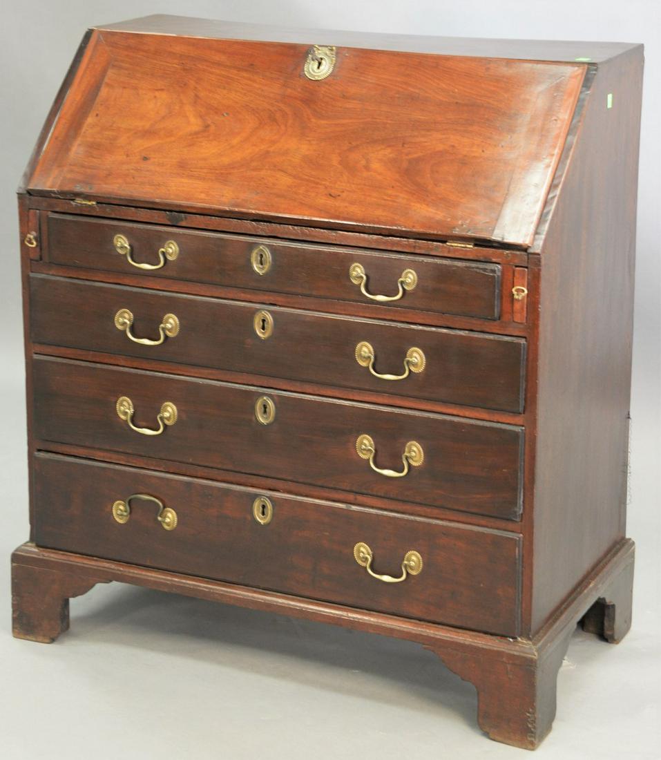 George III Mahogany desk, with slant front, 1770, ht.: George III Mahogany desk, with slant front, 1770, ht. 40 in., wd. 36 in.