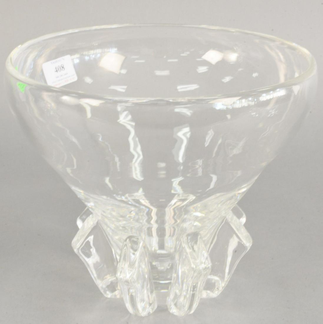 Large Steuben crystal punch bowl, on molded footed (1 of 3)