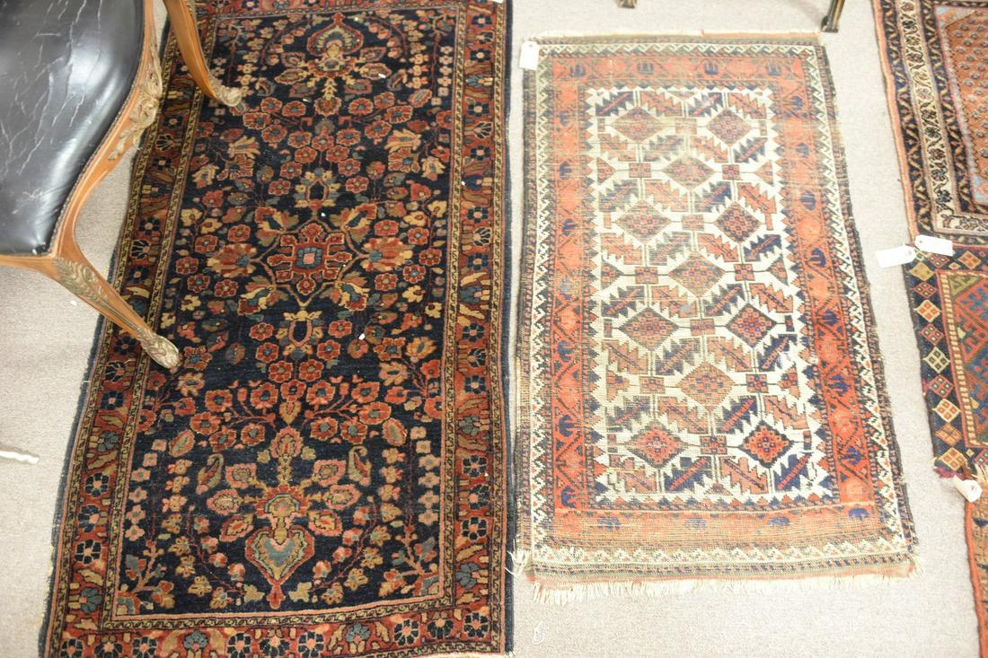 Six piece rug lot to include blue Sarouk Oriental throw (1 of 4)