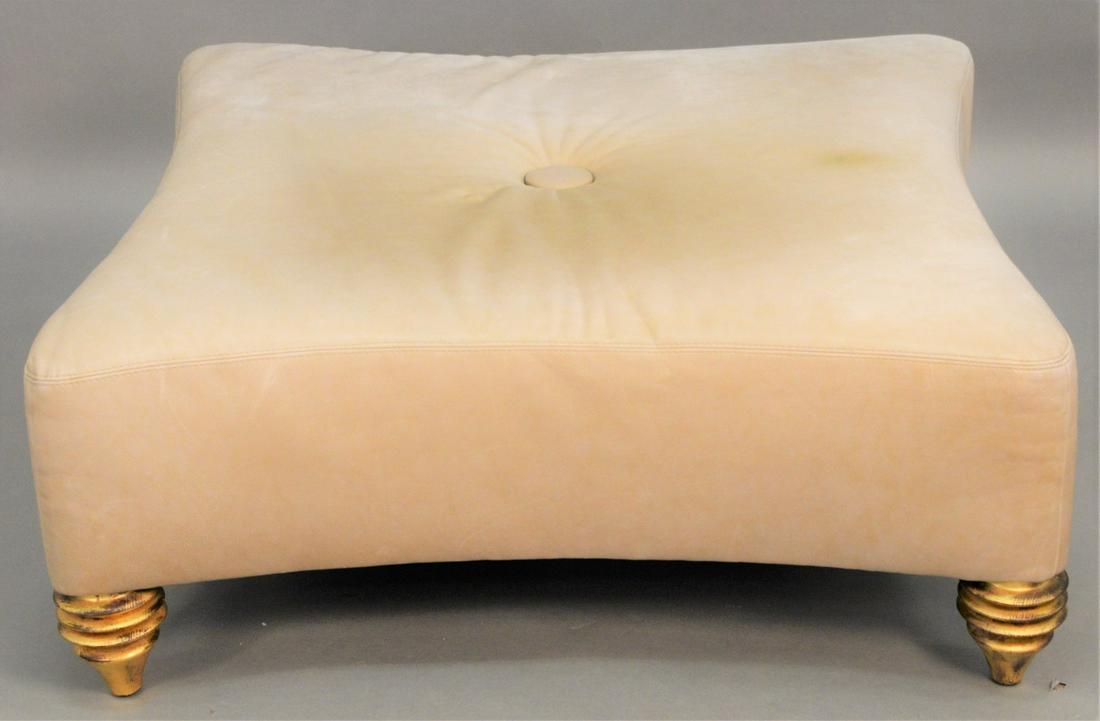 Larry Laslo for directional leather ottoman. ht: 16 (1 of 3)