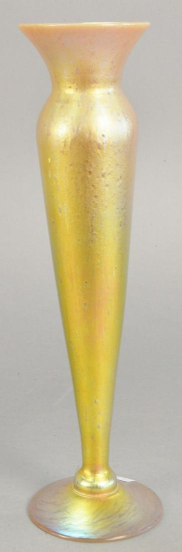 Lundberg studios vase, gold iridescent, marked Lundberg (1 of 4)