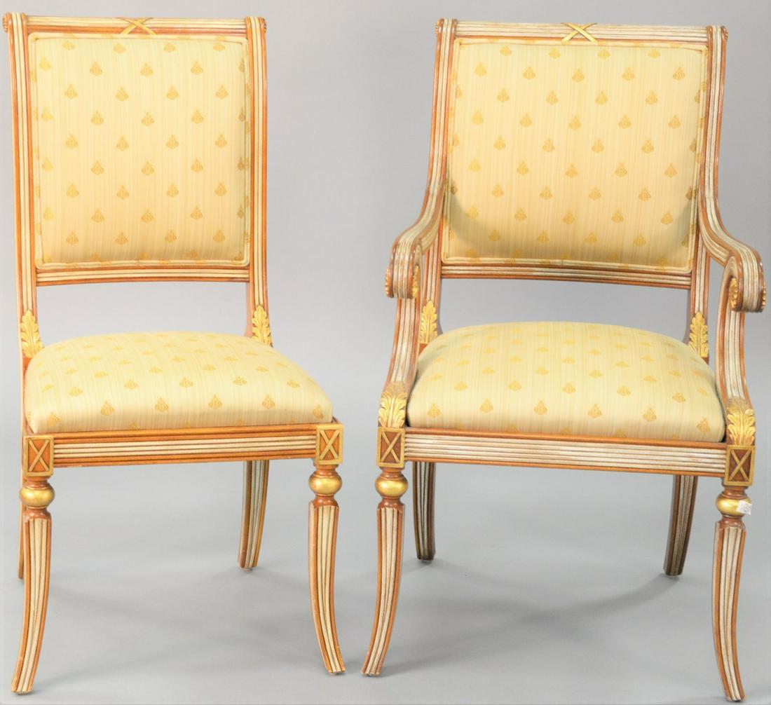 Set of eight dining chairs, with upholstered seats and (1 of 7)
